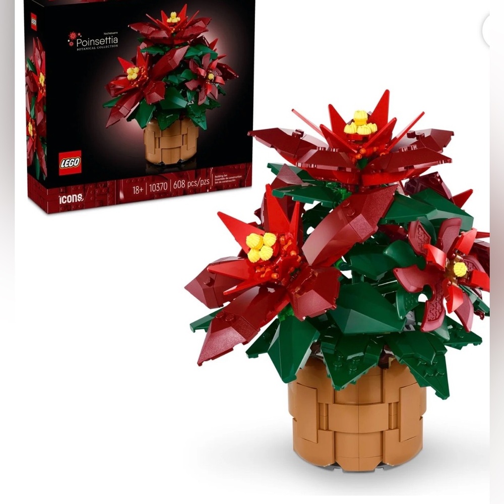 LEGO Icons Poinsettia Plant Building Set, Holiday Home Décor